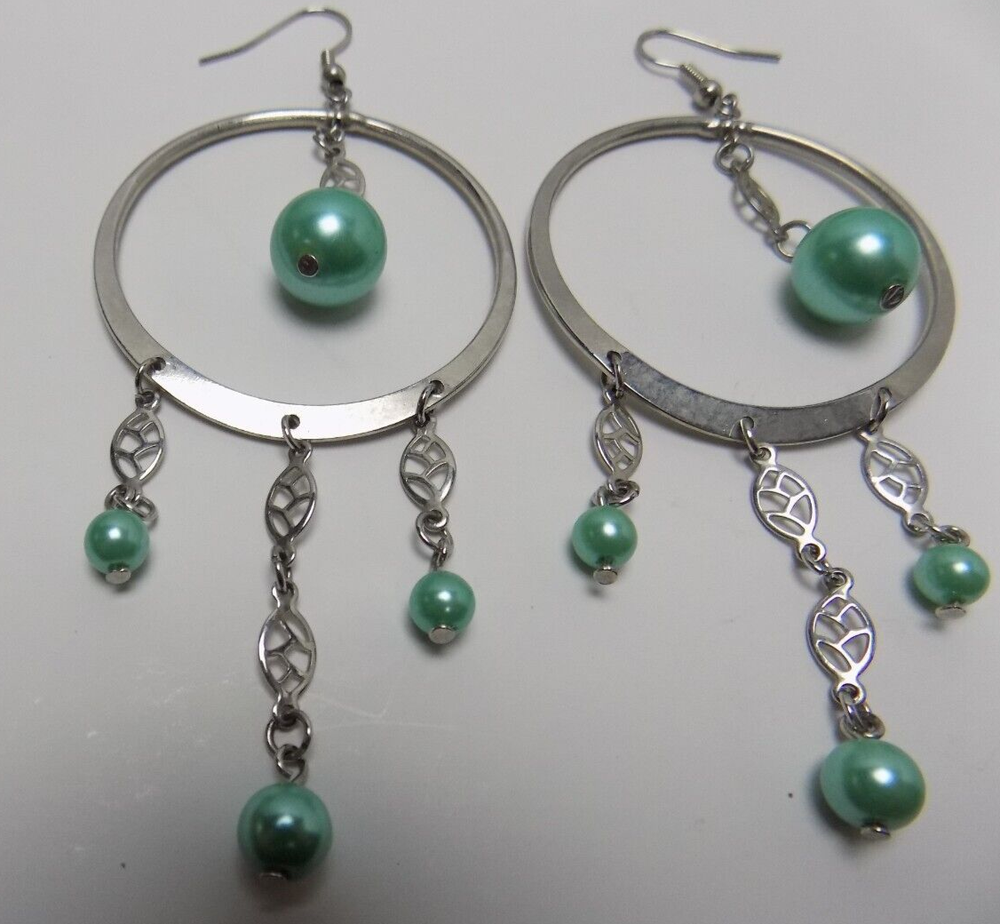 VINTAGE PIRCED EARRINGS - HOOP / DANGLE - TWO PAIR
