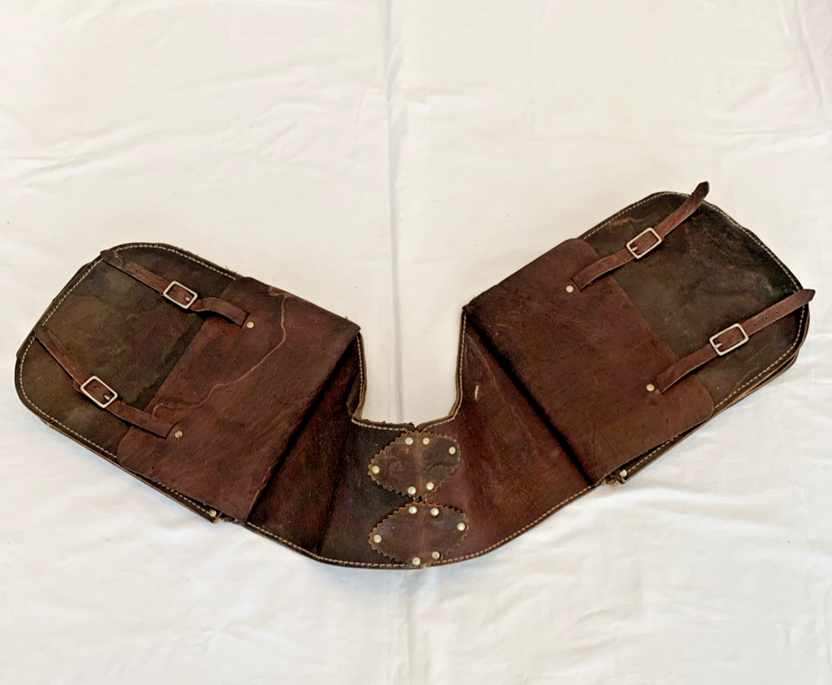 Vintage Leather Saddle Bags • Western Cowboy Horse Tack