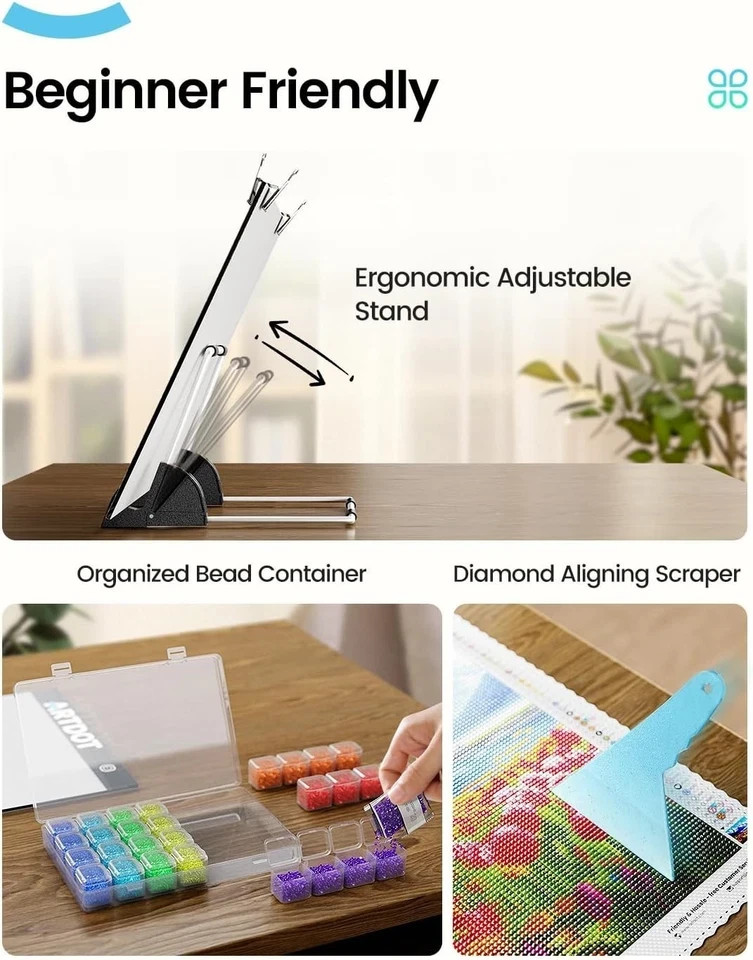 LED Light Pad for Diamond Painting Kits Art Light Board with Adjustable Brigh...