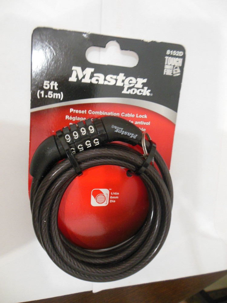 Master Lock *Preset Combination Cable Lock * 8152 D ** Free  Shipping