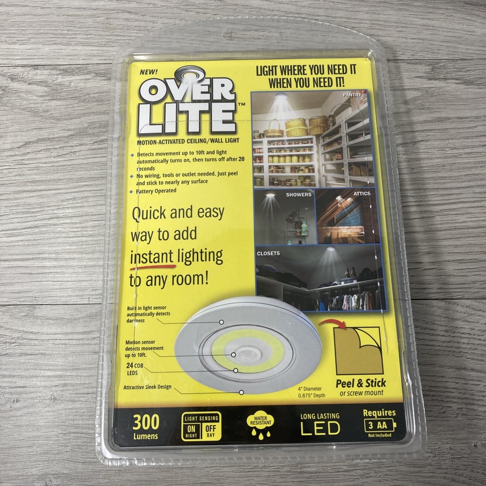 Sensor Brite Overlite Wireless Motion-Activated Ceiling/Wall LED Light NEW