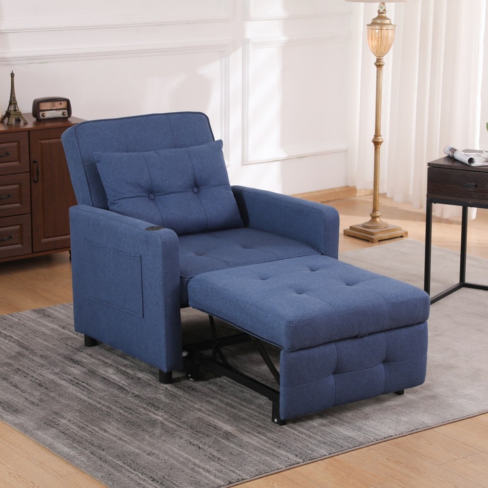 Convertible 3in1 Sleeper Sofa Bed Single Folding Pull Out Bed with USB Ports