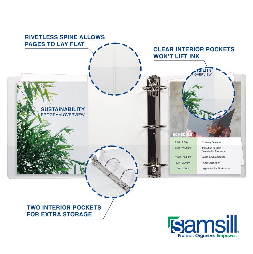 Samsill 4 Pack 1 2 Inch White Storage Binders Durable Polypropylene 3 Ring