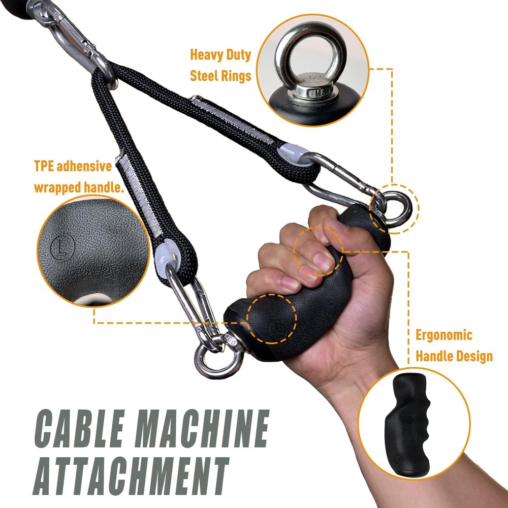 KORIKAHM Cable Machine Attachment with Upgraded Ergonomic Double ring handle