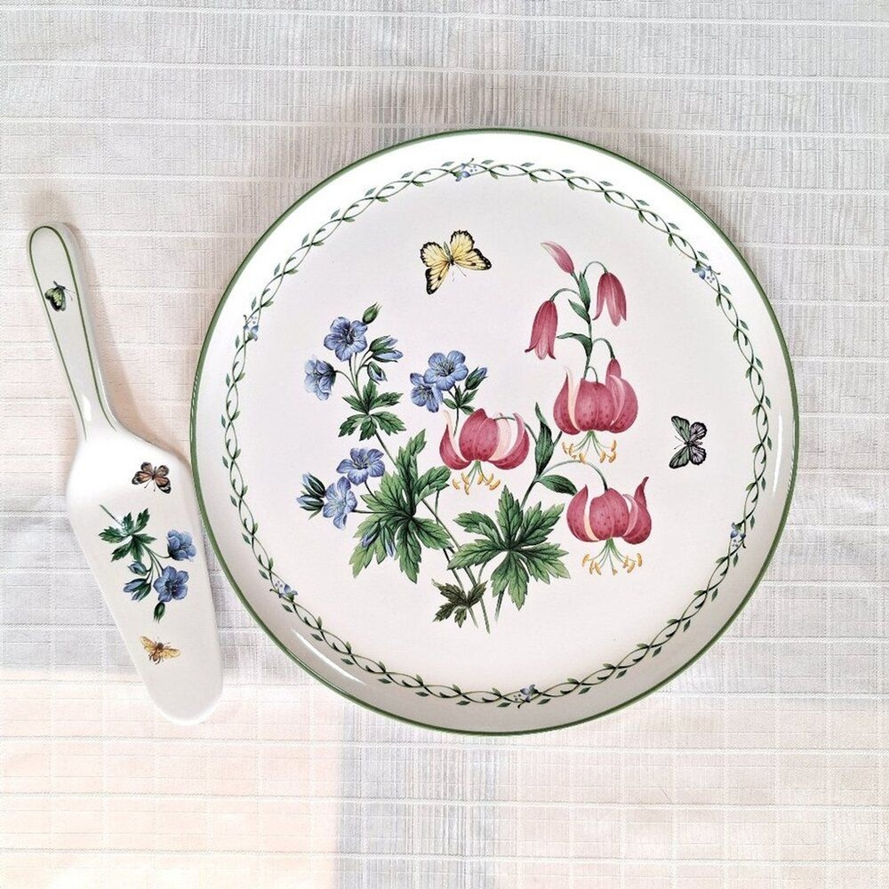 Studio Nova Garden Bloom Cake Plate with Server 14" Across
