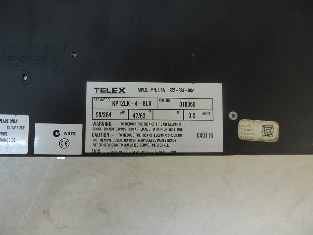 RTS KP12LK-4-BLK Telex 12 Position Key panel Intercom System Rack mountable