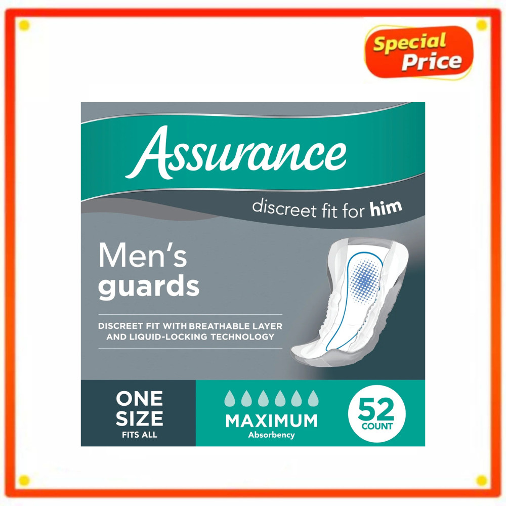 Assurance Men’s Guards, Maximum Absorbency, 52 Count, Easy use and convenience