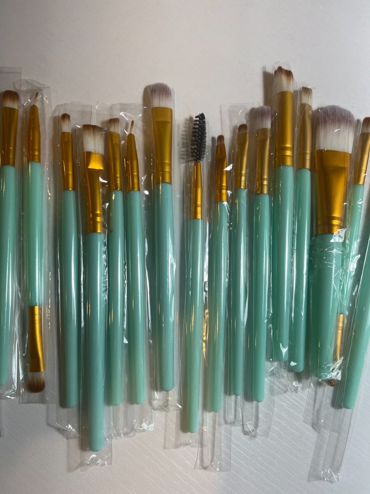 20pc Melady Multi-Function Cosmetic Makeup Brush Set, Green/Gold