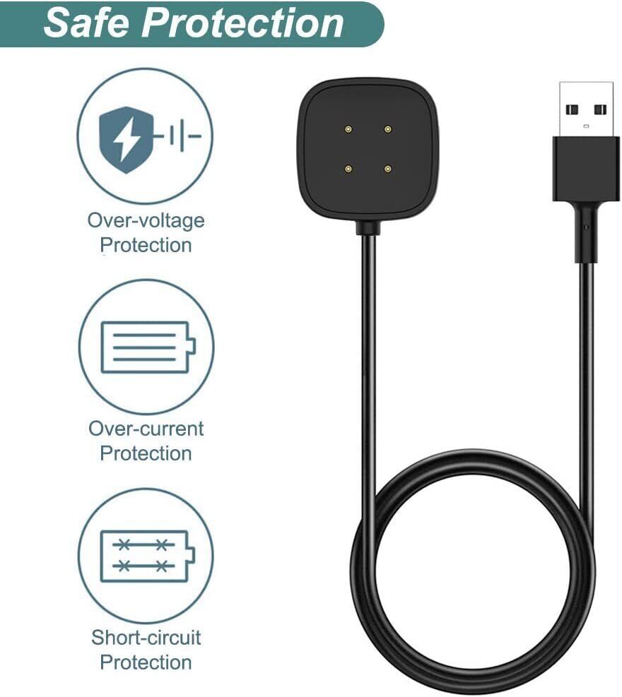 2Pcs Wireless Charger For Fitbit Sense 2 Versa 4 3 USB Charging Dock Fast Cable