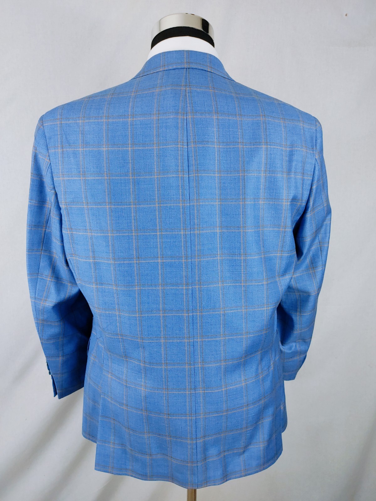 Hart Schaffner Marx Blazer Men 42S Plaid Royal Light Blue Sport Coat Jacket Wool