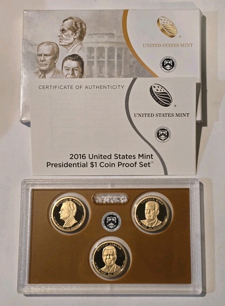 2016 Presidential Dollar 3 Coin Proof Set w/ Original Packaging & COA (OGP)
