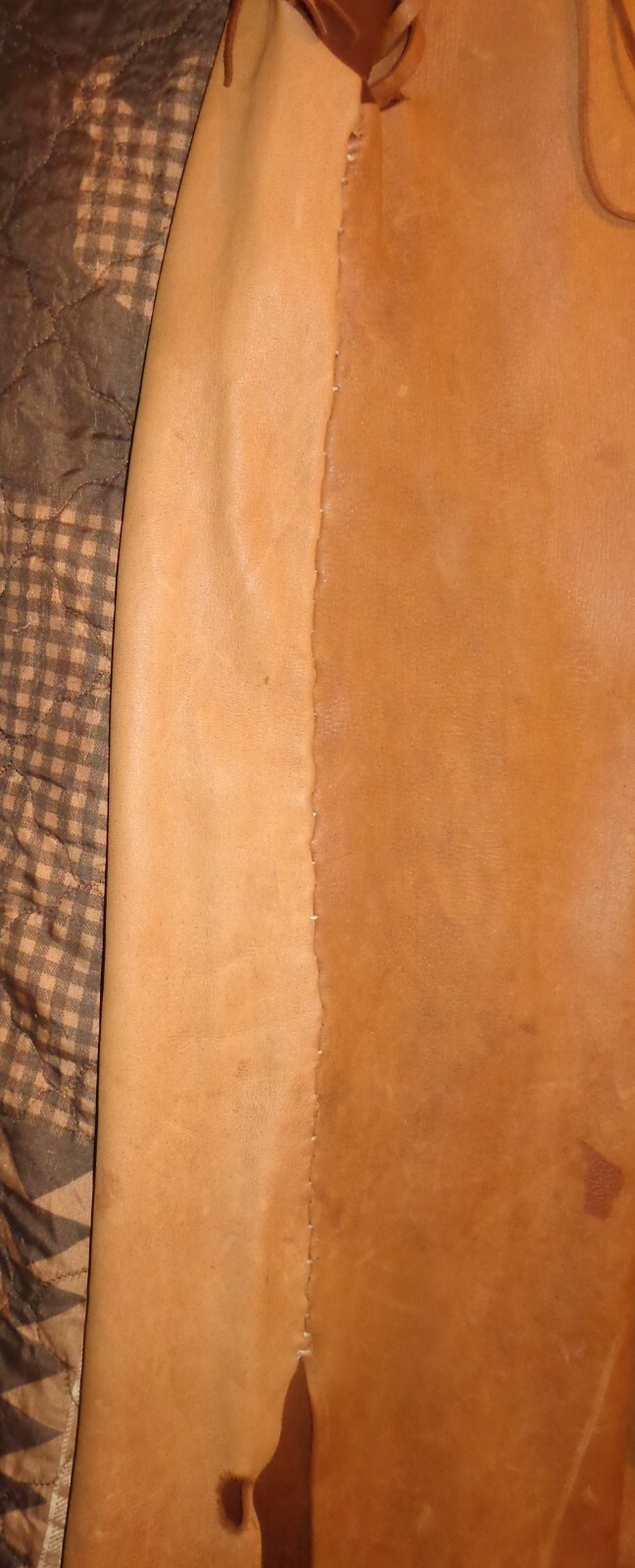 Used Vintage Buckskin Leather Suede Handmade Native American Dress Beads Fringed