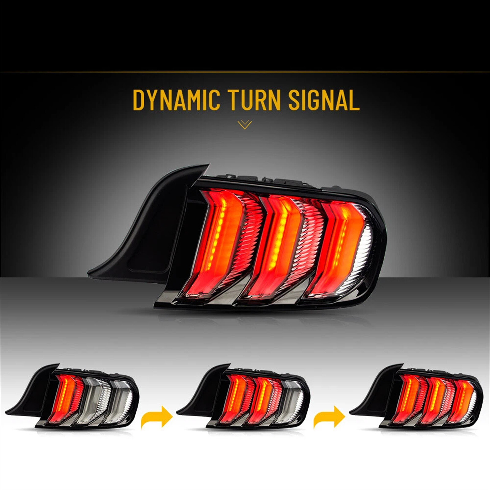 Set LED Tail lights For 2015-2022 Ford Mustang Euro Style w/ Sequential Signals