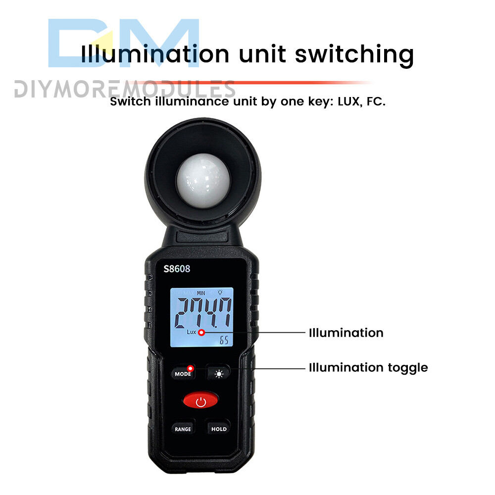 Handheld Digital Light Lux Meter Illuminometer Luminometer Photometer 200000Lux