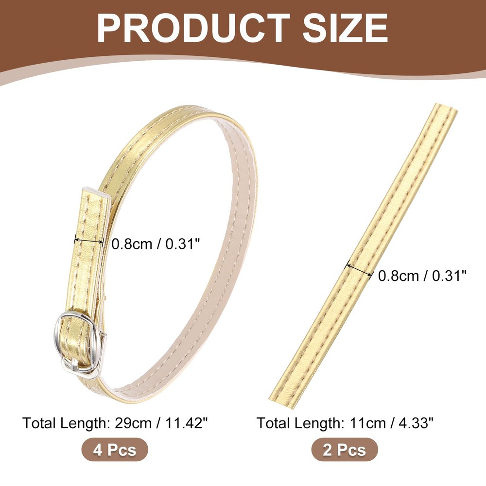 2 Pair Replacement Ankle Strap for Heels Shoe Bands, Bright Gold
