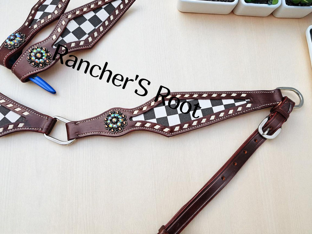 Western Tack Set Horse | Checkered Black & White Gladiator Tack Set