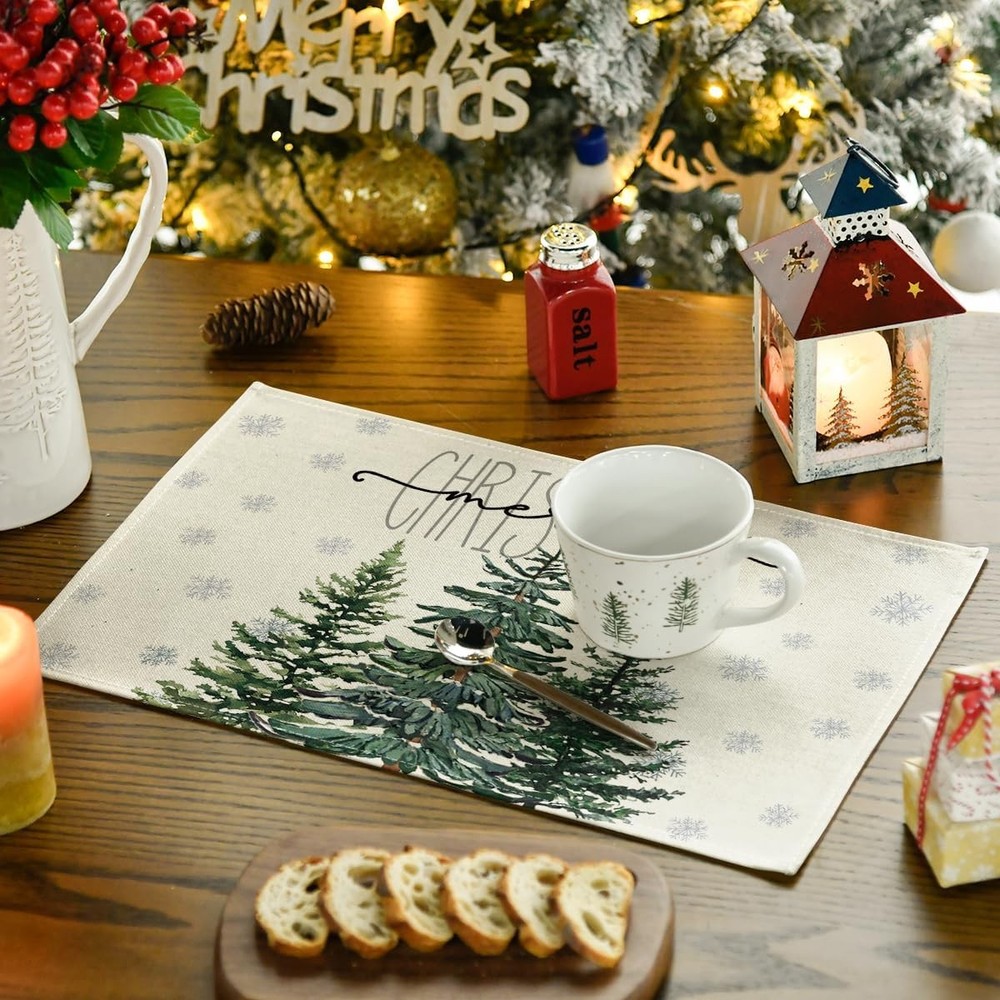 Artoid Mode Beige Pine Tree 12" x 18", Rectangular 4 Pcs,