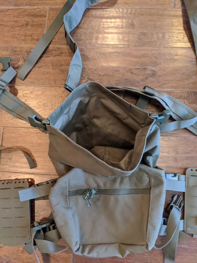 Split Front Chest Rig Molle w/ Buttpack and non-buttpack straps Ranger Green