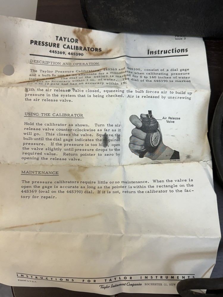 Taylor Flow Meter Calibrator 44S369