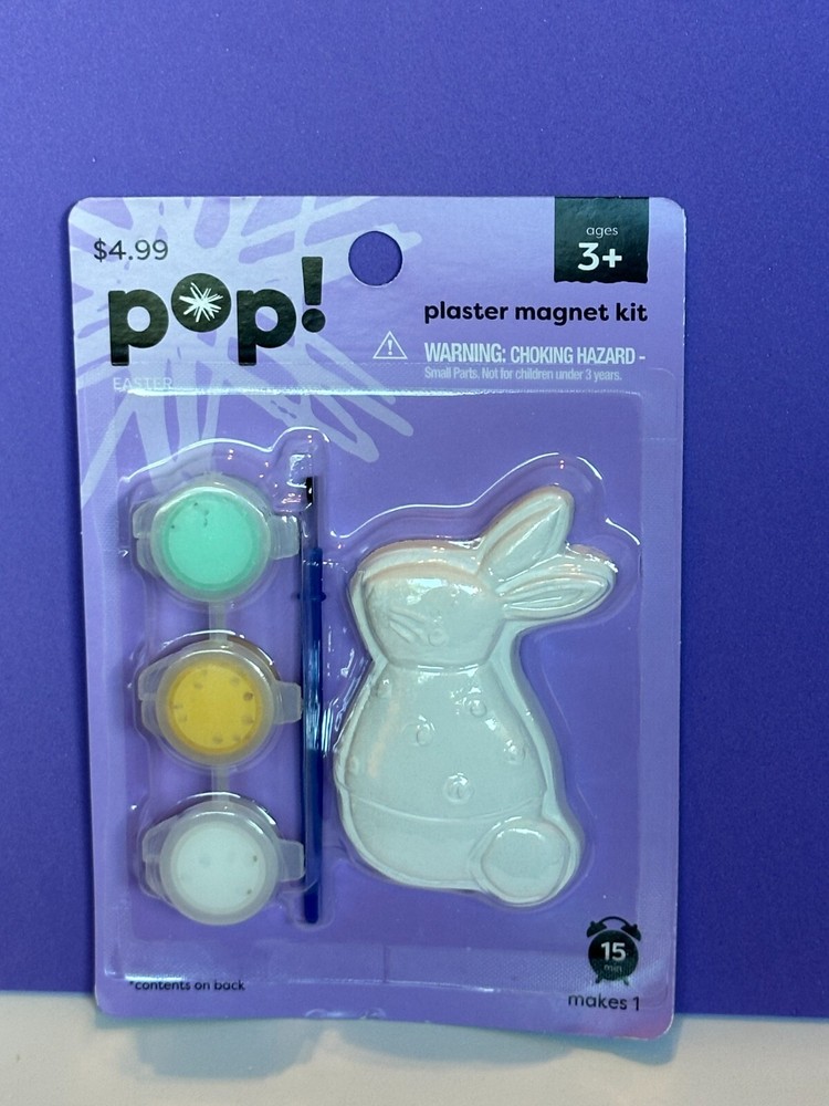 POP! Easter Bunny Plaster Magnet Kit Ages 3+ ~ Includes Paint + Brush