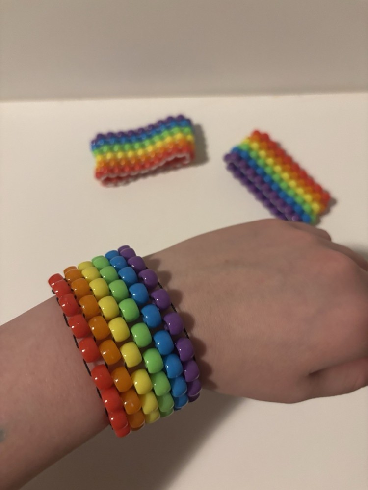1 Flat Stitch Rainbow Kandi Cuff Rainbow Beads