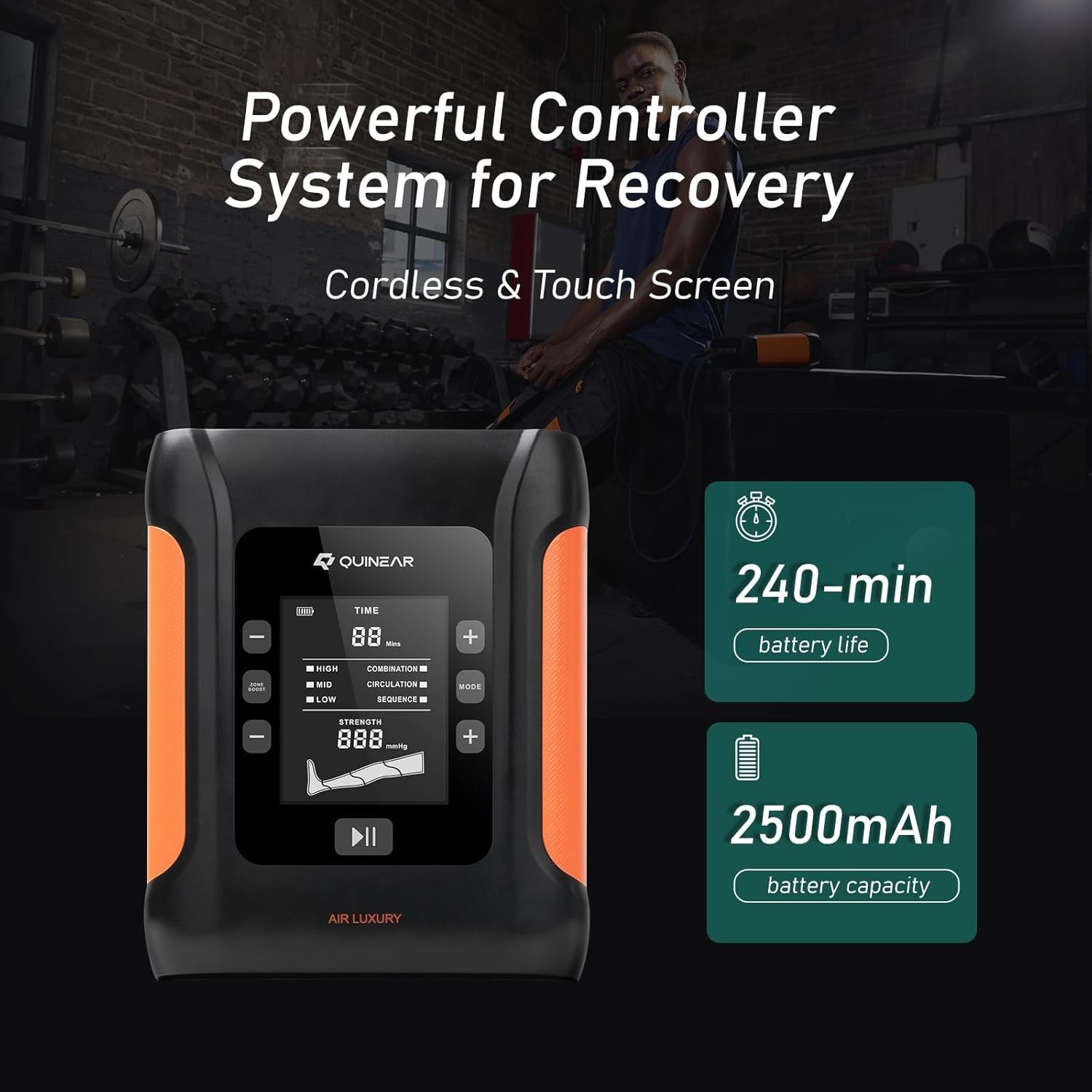 QUINEAR Professional Leg Recovery System, Cordless Air Compression Size M, QN90M