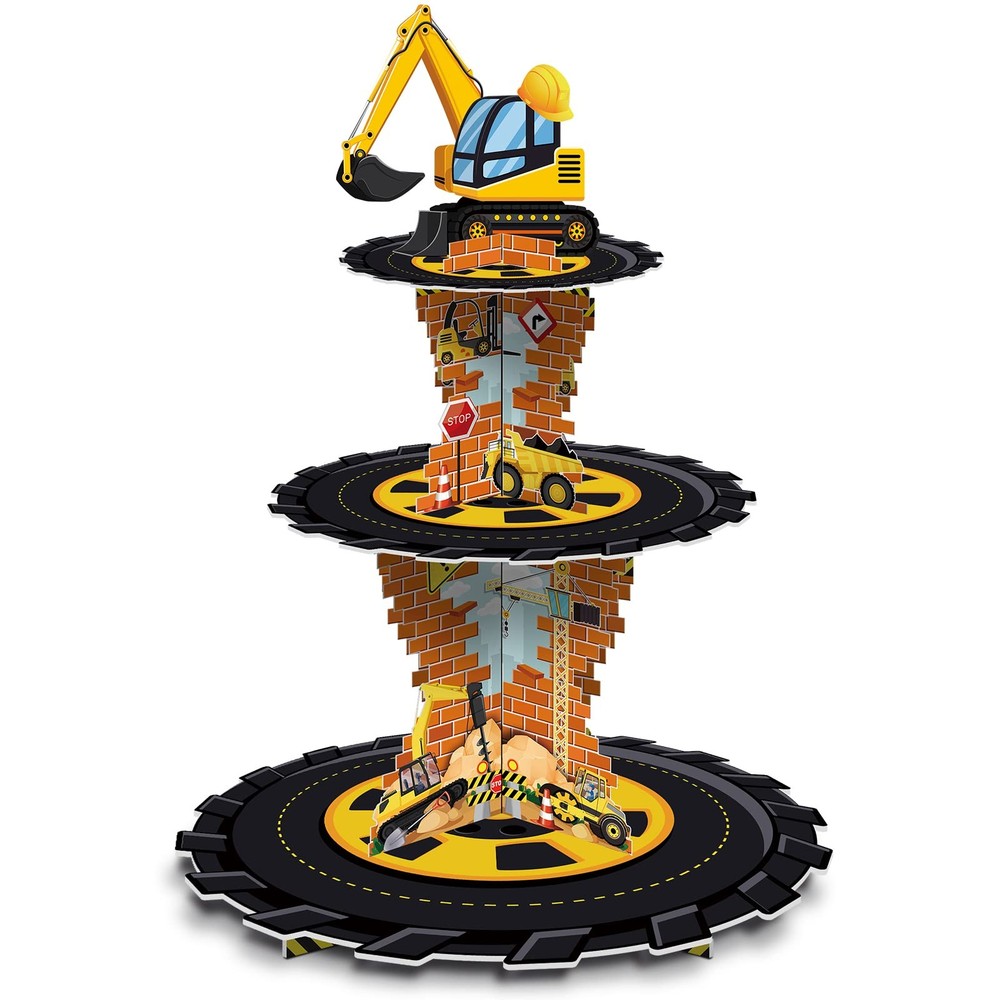 Construction Birthday Decorations 3 Tier Construction Theme Cupcake Stand