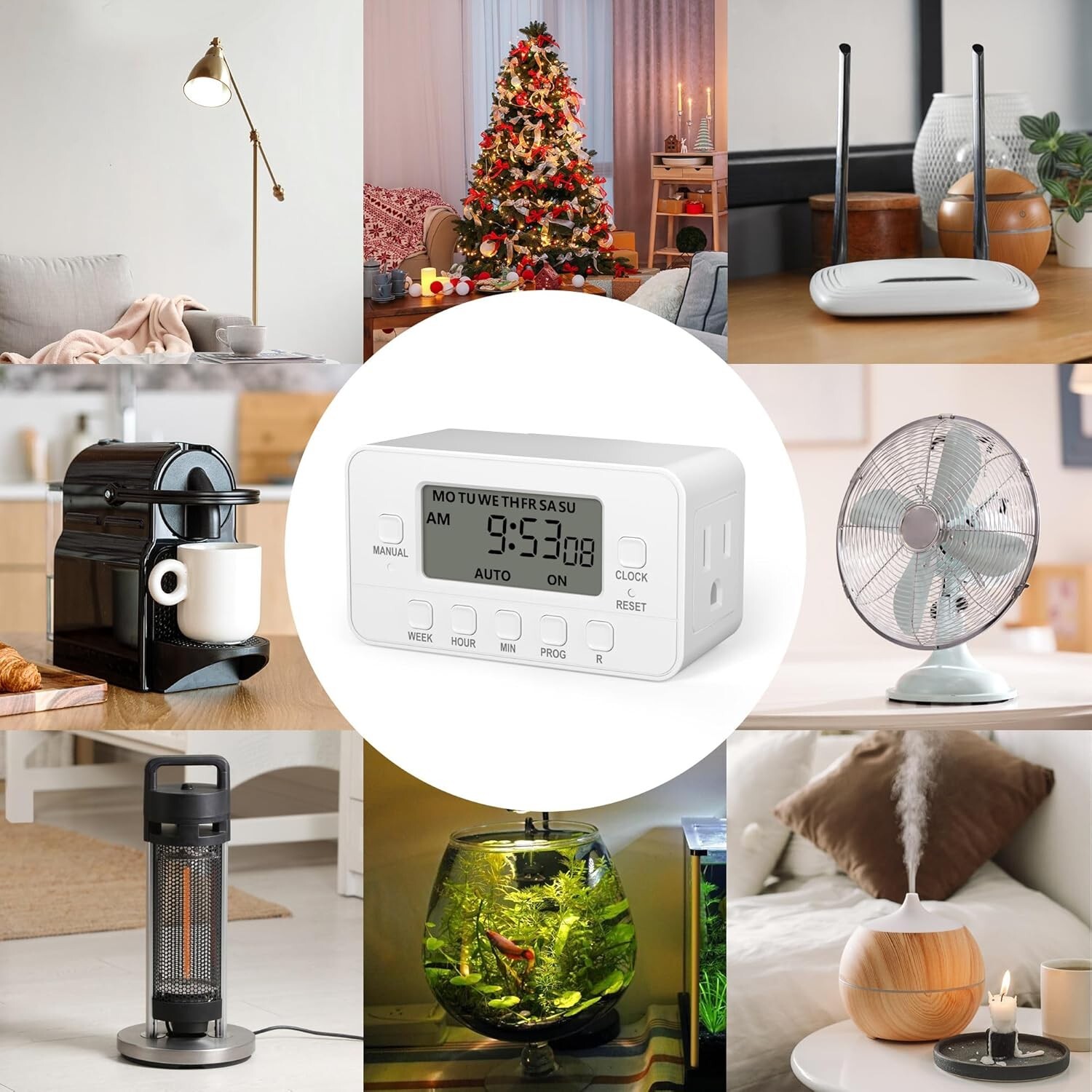 BN-LINK 7-Day Heavy Duty Digital Timer with Dual Outlet, LCD Display 3-Prong