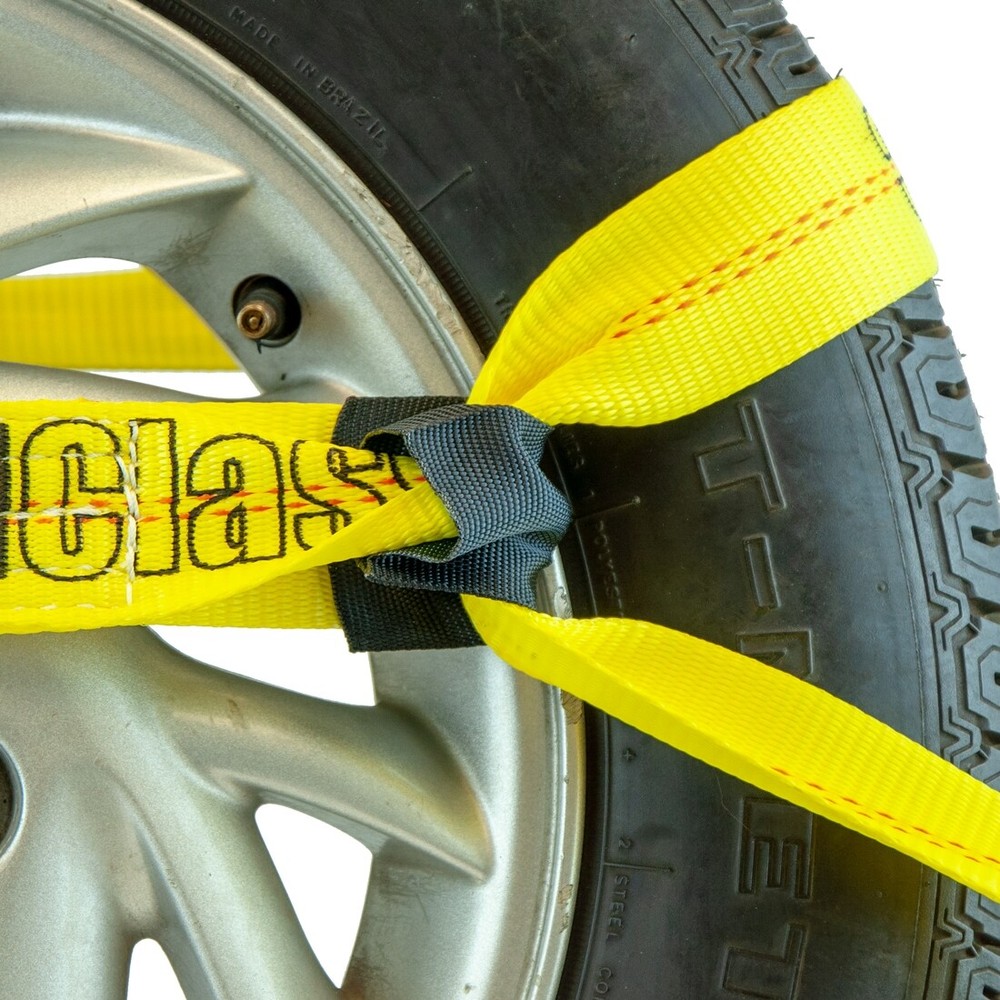 VULCAN 8-Point Roll Back Vehicle Tie Down Kit - Chain Tails On Both Ends, 4 Pack