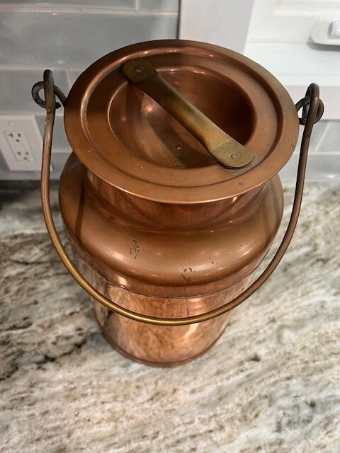 Antique Copper Milk Can With Lid