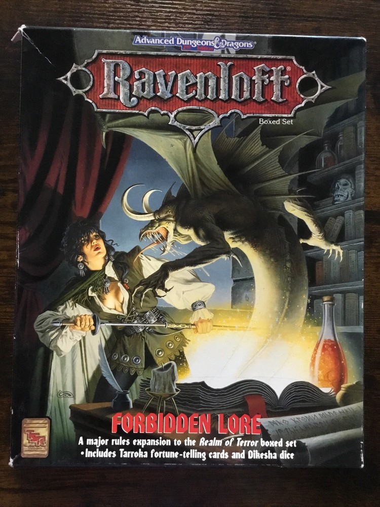 TSR Ravenloft Forbidden Lore Box Set - Comes with Map and Cards  Dice missing