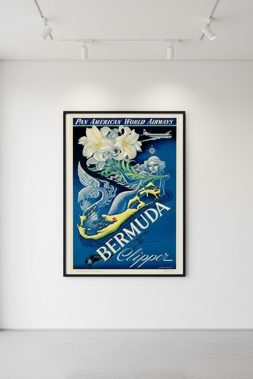 Pan American World Airways Bermuda by Clipper Poster - 24x36 - CLASSIC!