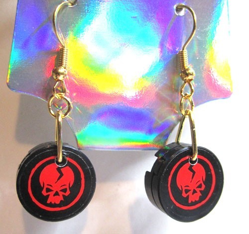 LEGO Loop 2x2 Round Tile Earrings - Red Skull - (2 Pieces)