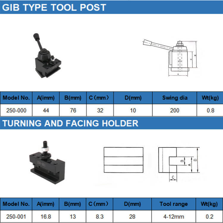 6Packs Wedge Type Quick Change Turning Tool Post Set For 6-9inch Mini Lathe