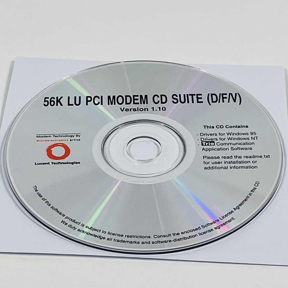 56K LU PCI Modem CD Suite (D/F/V) Version 1.10