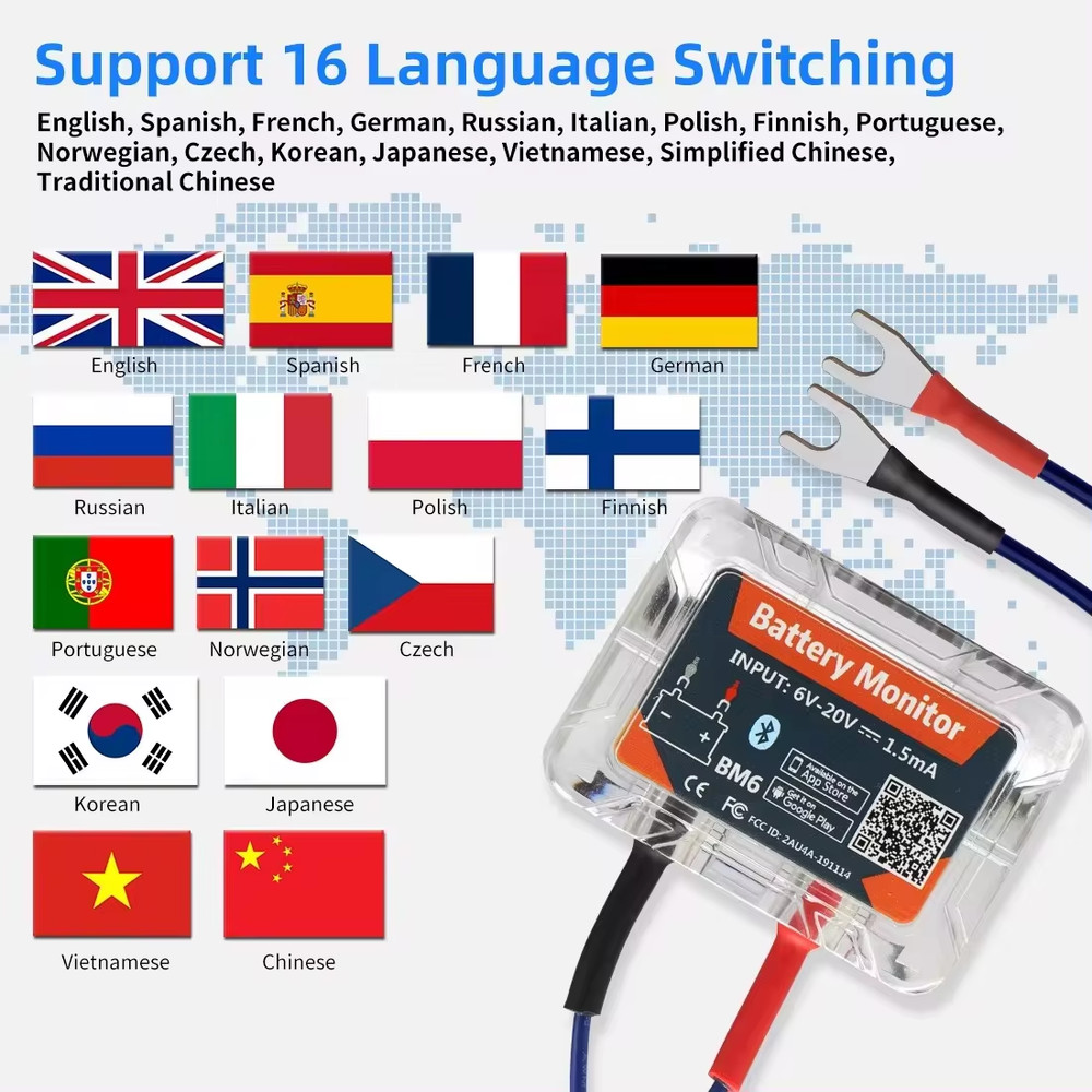 12V Car Bluetooth Battery Tester Analyzer Charing System For Mobile IOS Android