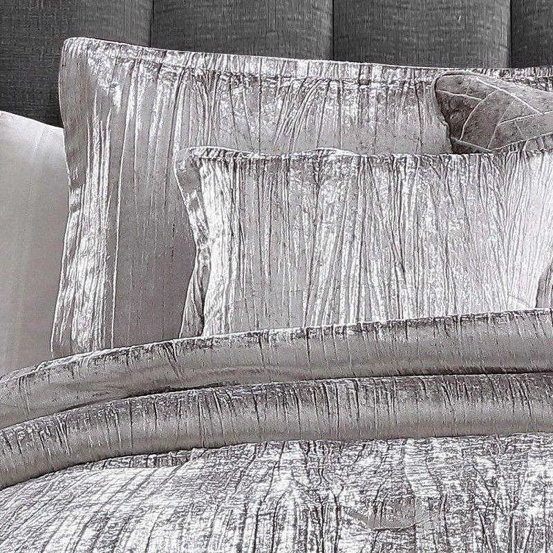 Turin Comforter Set, King, Silver, 7 Piece Set