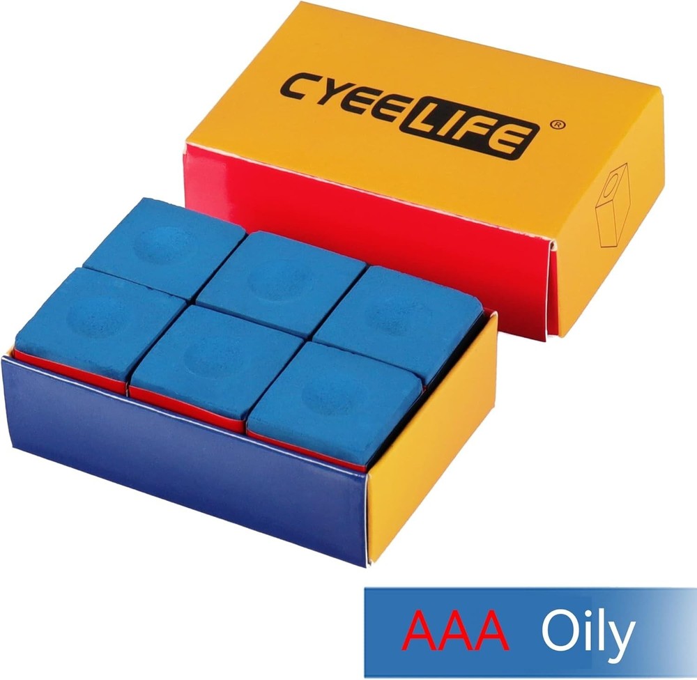 6 PCS Blue Billiard Chalk for Precision Play - Durable Nylon & Wool Blend