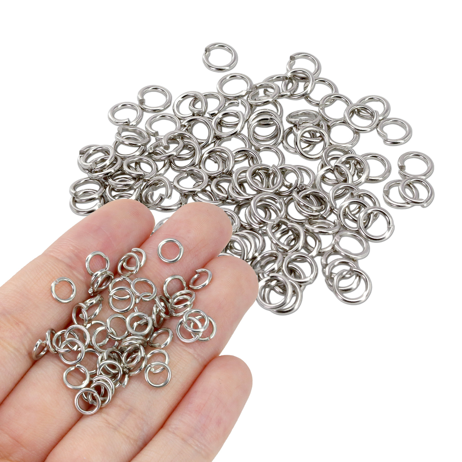 100 Pieces Stainless Steel Open Jump Ring DIY Connector Silver Plated 19-Gauge