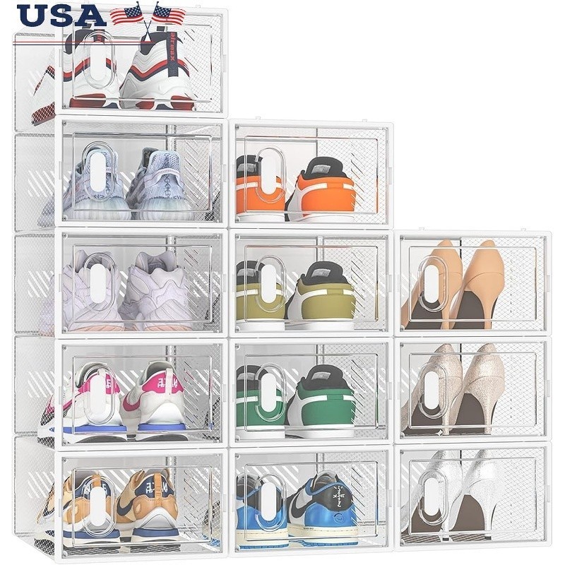 Stackable Shoe Storage Box Magnetic Door Ventilation Aromatherapy Organizer New