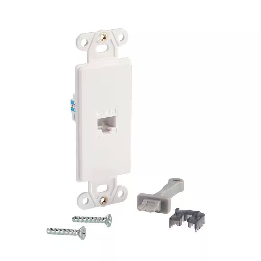 1-Gang Ethernet Plastic Wall Plate Insert, White