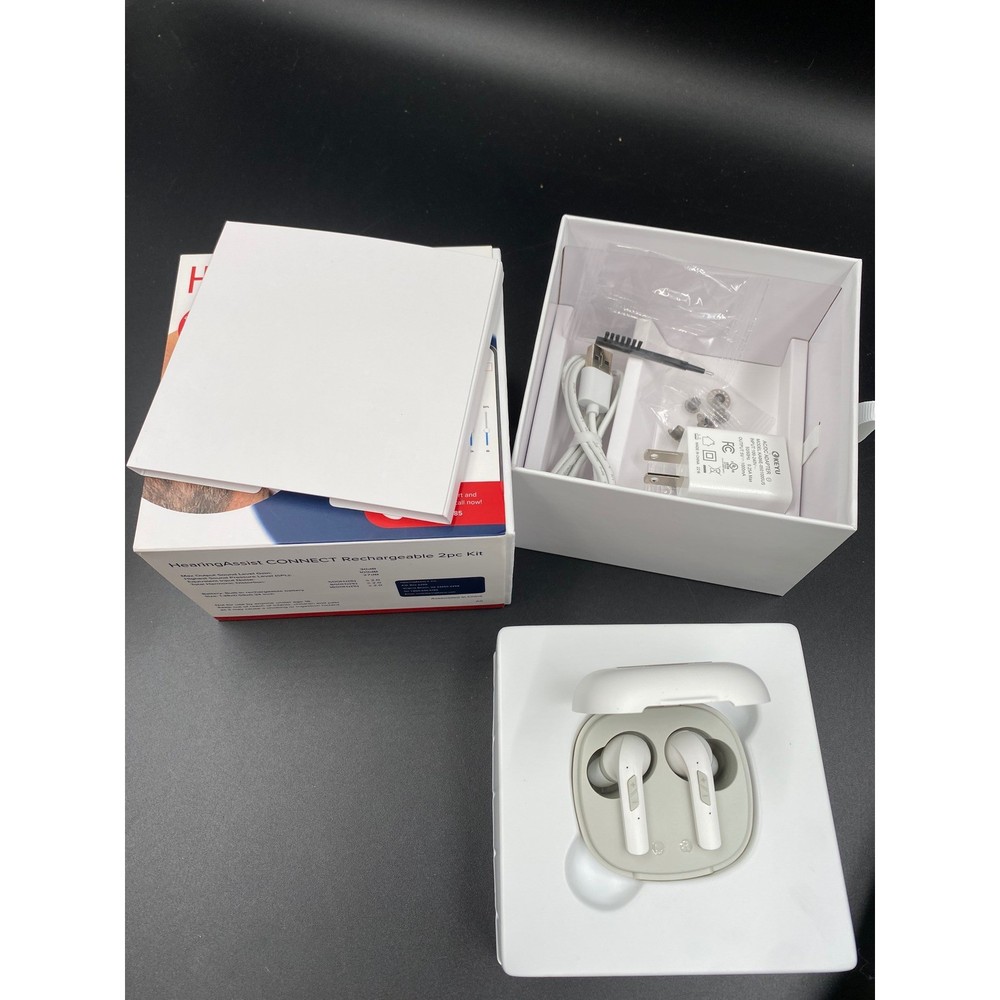 HearingAssist CONNECT Rechargeable Kit White Bluetooth App Control Hearing Aid