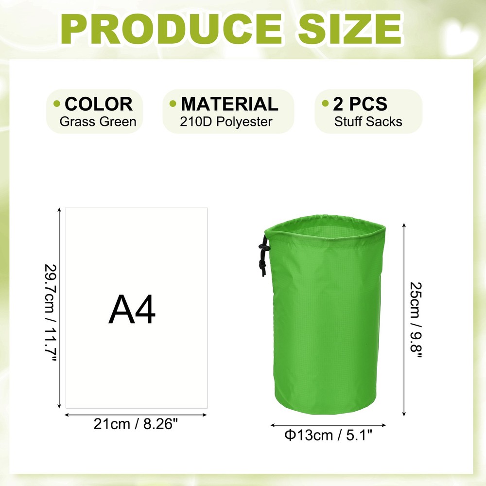 Drawstring Bag, Storage Bags, 5x10" & 2Pcs & Grass Green