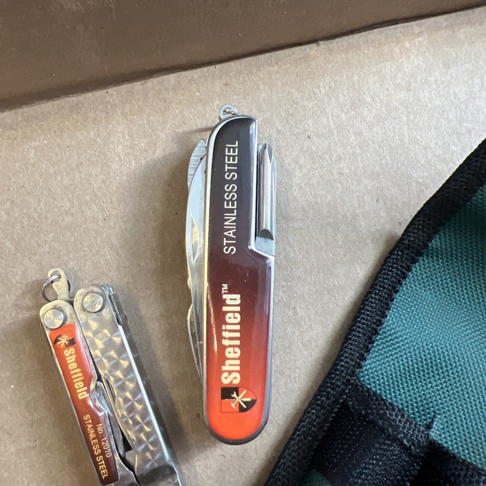 Sheffield Multi Tool pocket knife Flash Light Carrying Pouch Belt Loop