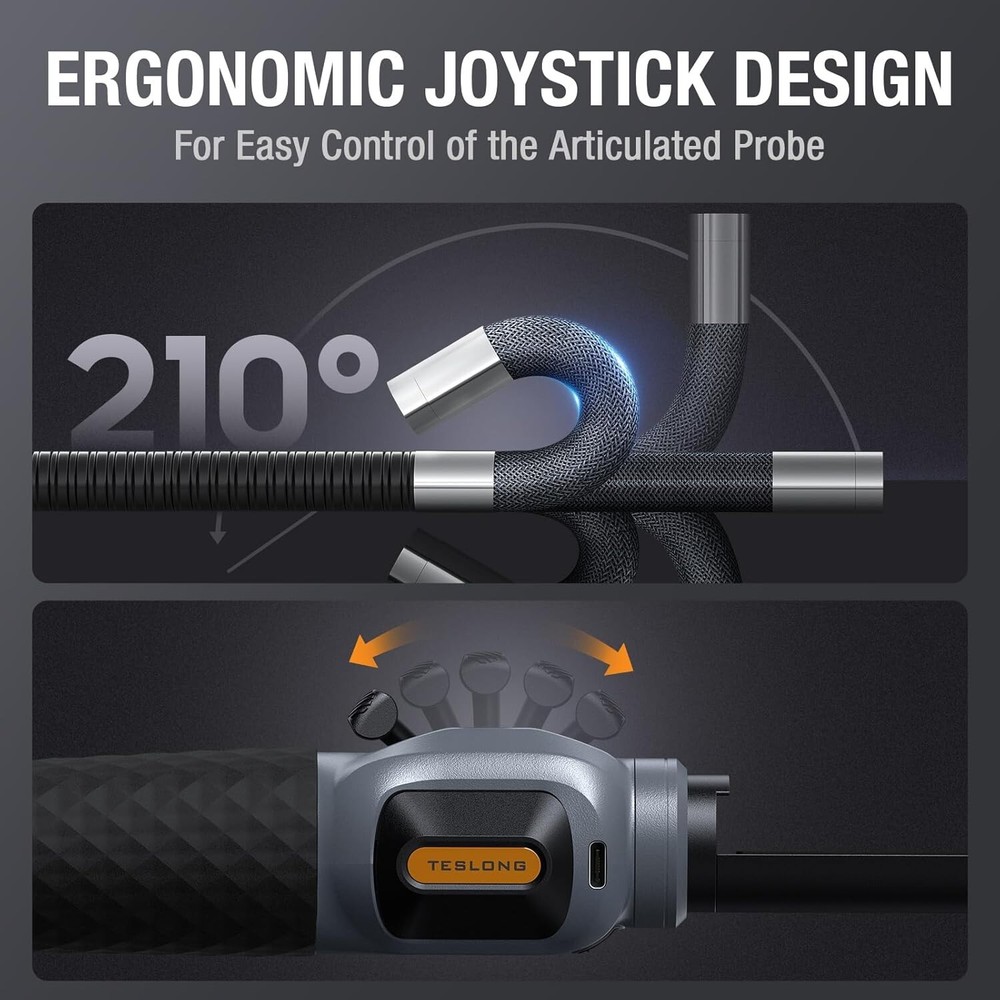 Teslong Two-Way 180° Articulating Borescope USB-C Endoscope Camera for iPhone 16