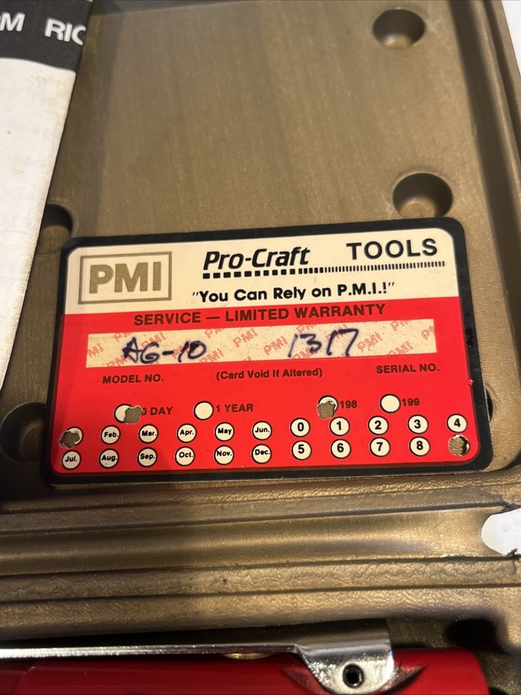 PMI Pro-Craft Right Angle Grinder Kit AG10 Used