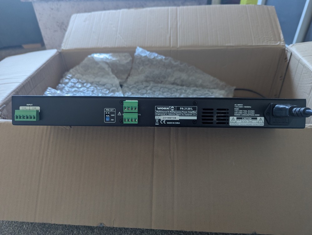 WORK Pro PA 2120 L 2 Channel Amplifier 100v
