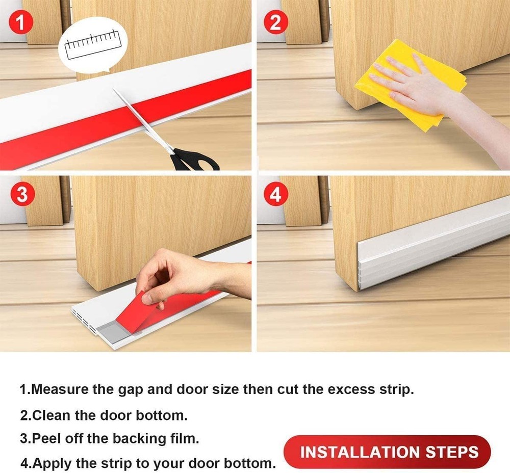 Door Draft Stopper Under Blocker Insulator Sweep White