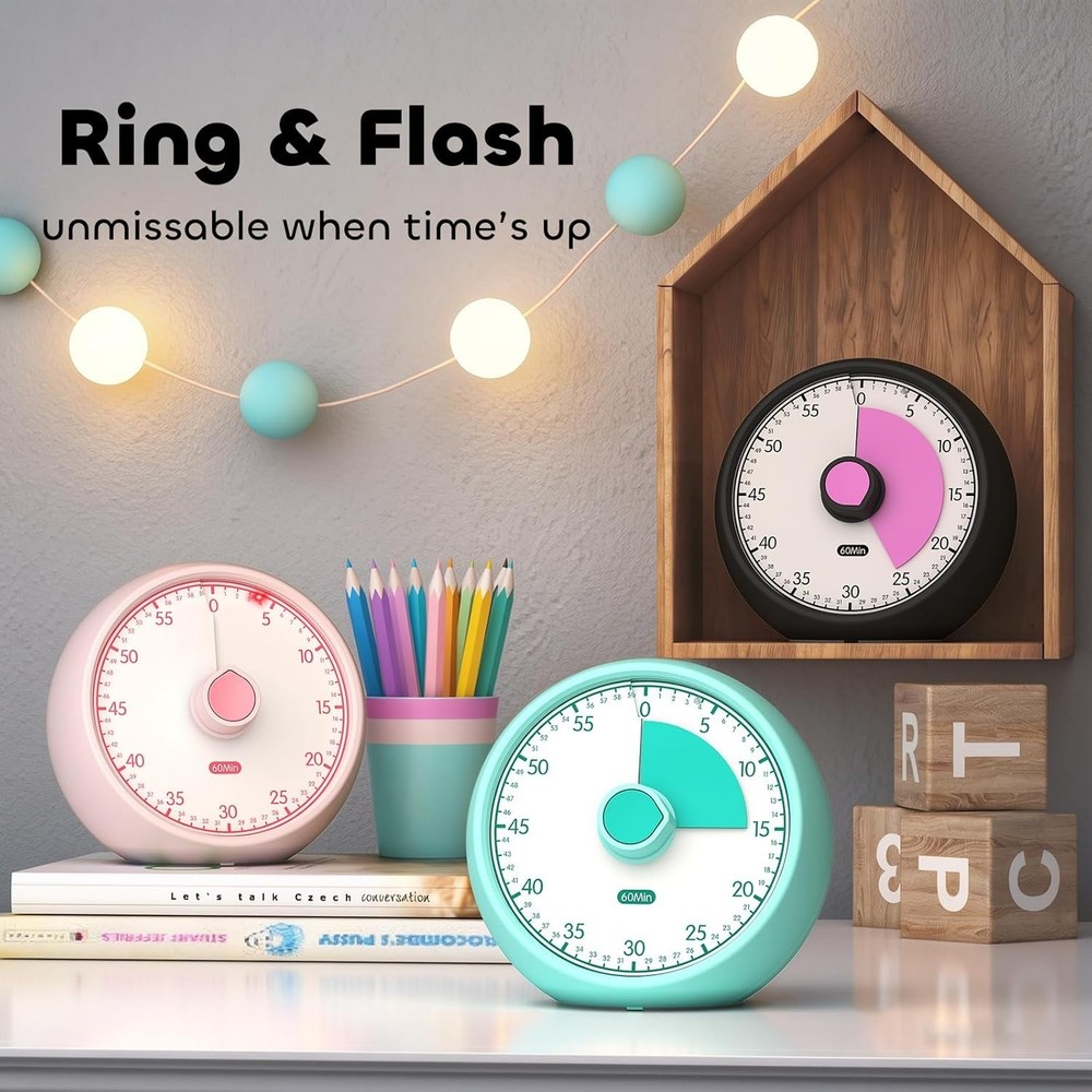 Visual Timer for Kids 60-Minute - Countdown Timer with Optional Alarm, Focus ...