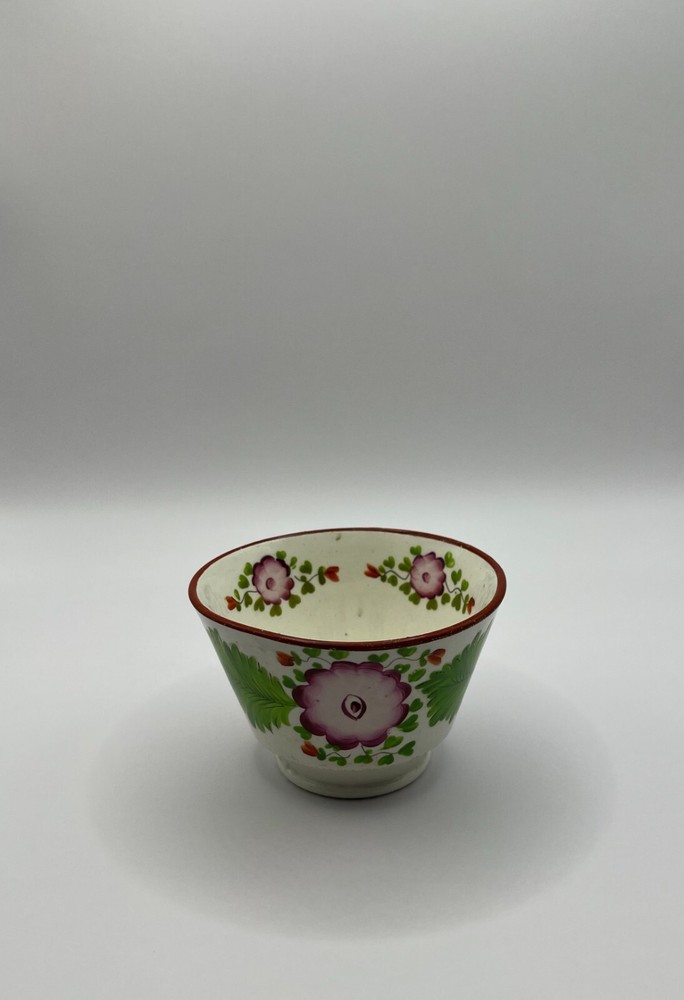 Antique: Soft Paste Teapot & 2 Cups & Handless Saucers-Primrose Pattern